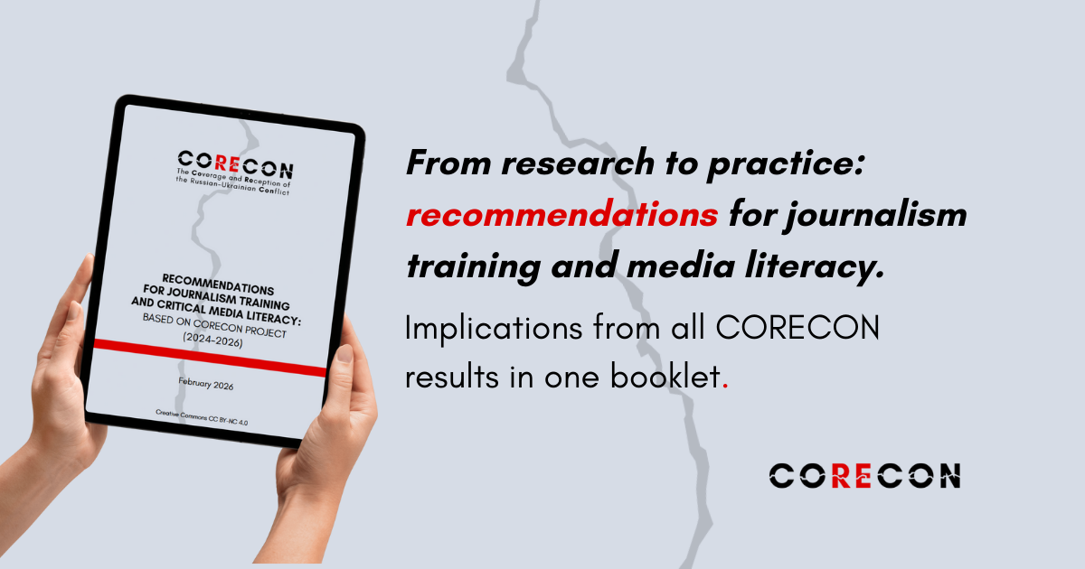 From research to practice: recommendations for journalism training and media literacy. Implications from all CORECON results in one booklet.